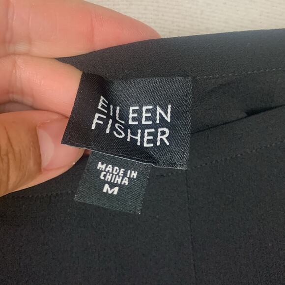 Eileen Fisher women's small medium black silk two piece set top bottoms - Picture 13 of 15